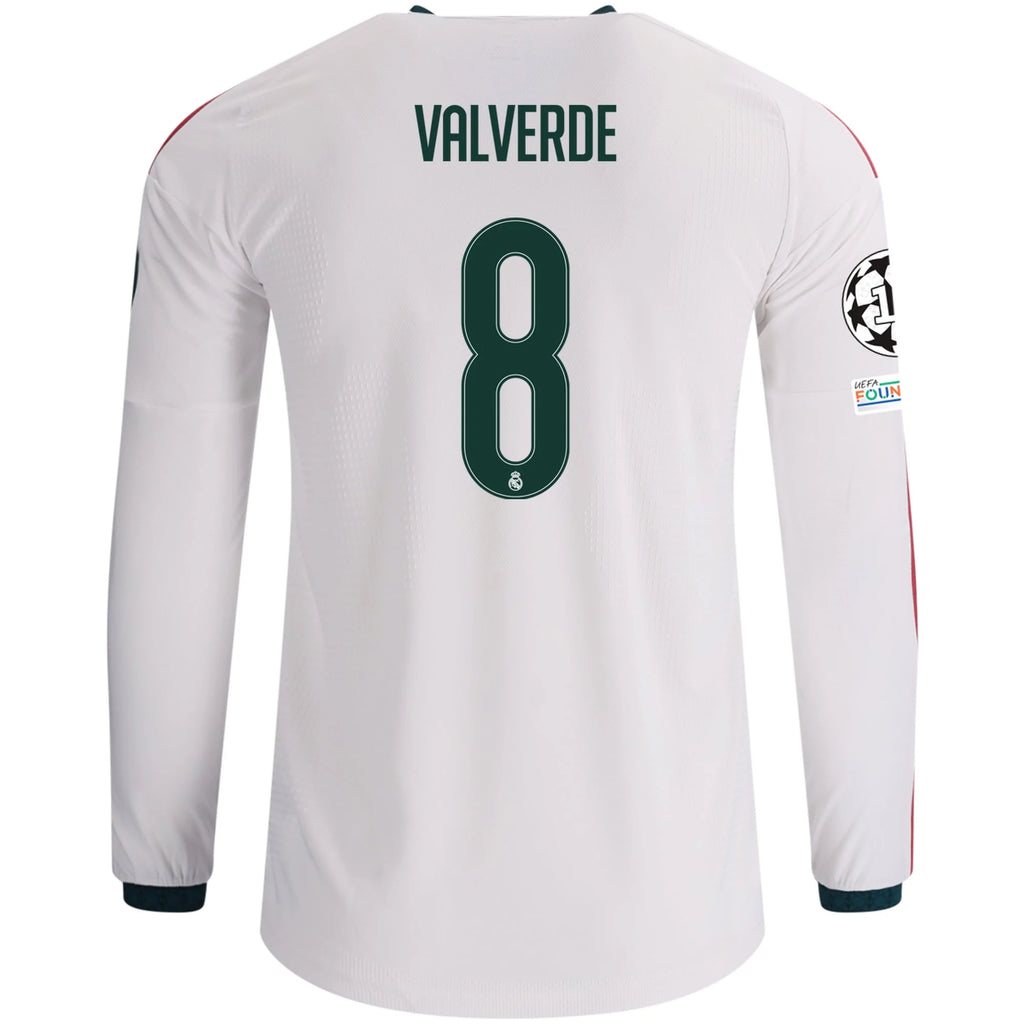 Men's Authentic Valverde Real Madrid Long Sleeve Home Jersey 26/27