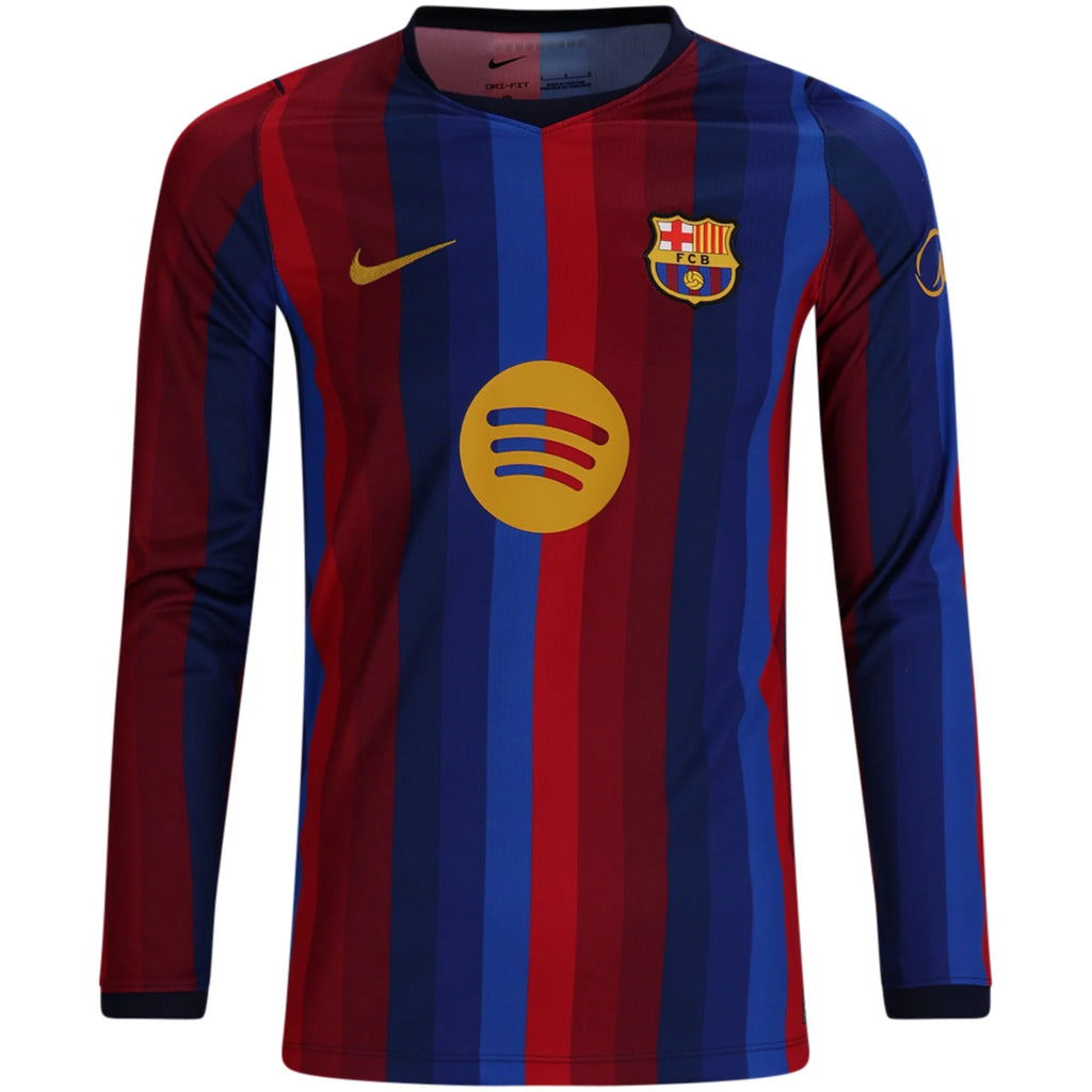 Kid's Replica Barcelona Long Sleeve Home Jersey 26/27