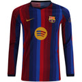 Kid's Replica Barcelona Long Sleeve Home Jersey 26/27