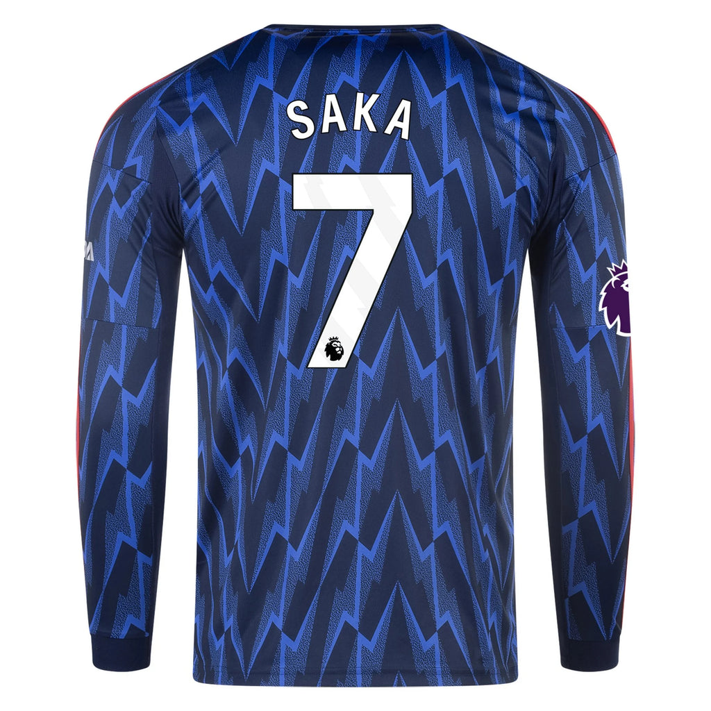 Men's Replica Saka Arsenal Long Sleeve Away Jersey 25/26