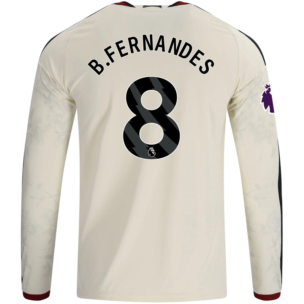 Men's Replica B. Fernandes Manchester United Long Sleeve Third Jersey 26/27