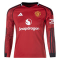 Kid's Replica Manchester United Long Sleeve Home Jersey 25/26