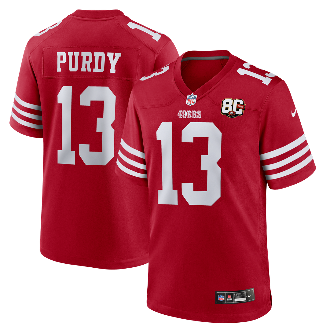 Men's San Francisco 49ers Brock Purdy White 80th Anniversary