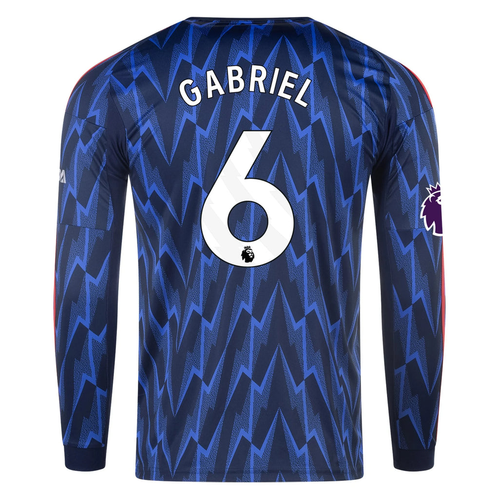 Men's Replica Gabriel Arsenal Long Sleeve Away Jersey 25/26