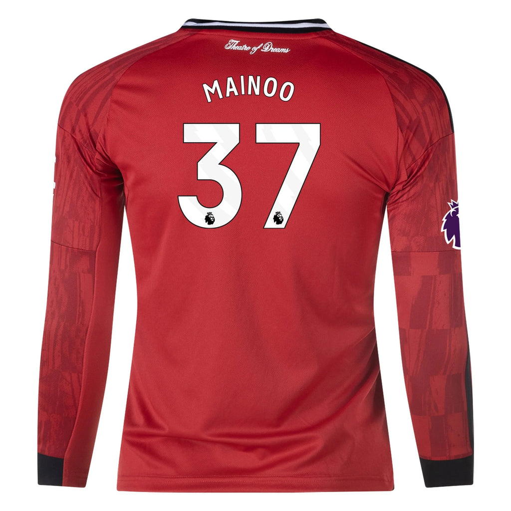 Kid's Replica Mainoo Manchester United Long Sleeve Home Jersey 25/26