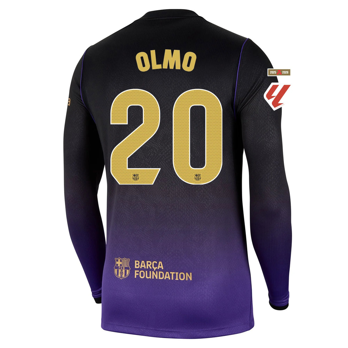 Men's Replica Olmo Barcelona Long Sleeve Away Jersey 26/27