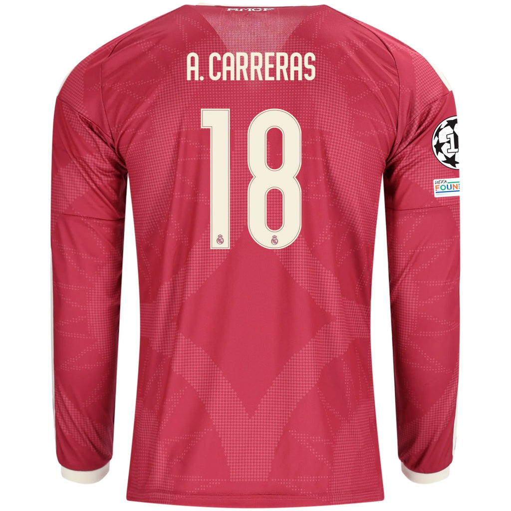 Men's Replica A. Carreras Real Madrid Long Sleeve Third Jersey 26/27