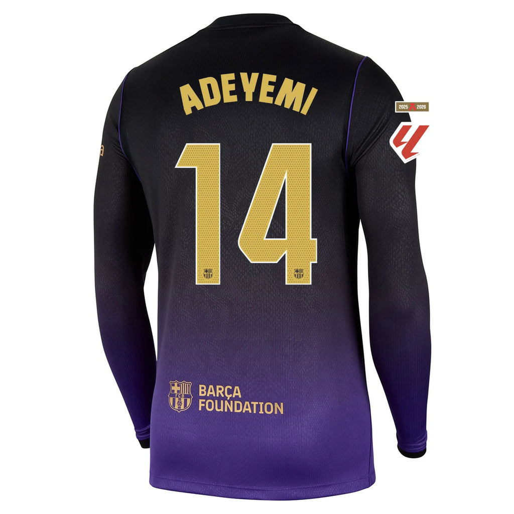 Men's Replica Adeyemi Barcelona Long Sleeve Away Jersey 26/27