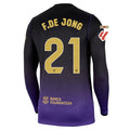 Men's Replica F. De Jong Barcelona Long Sleeve Away Jersey 26/27
