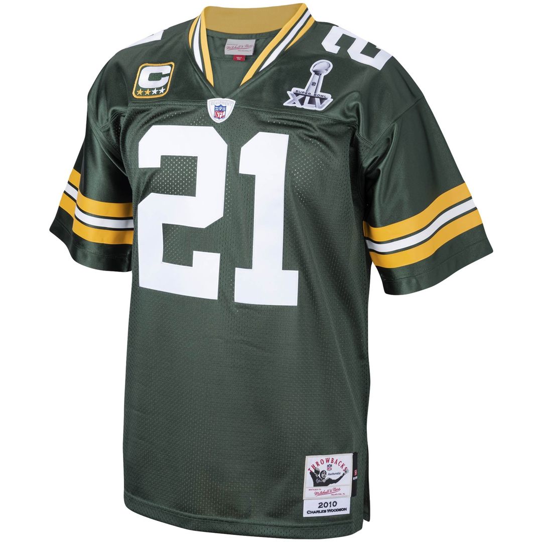 Men's Green Bay Packers 2010 Charles Woodson Green Authentic Throwback Retired Player Jersey