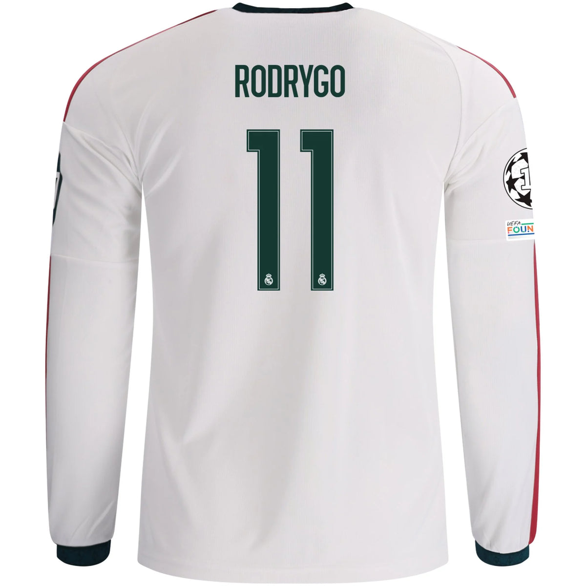 Men's Replica Rodrygo Real Madrid Long Sleeve Home Jersey 26/27