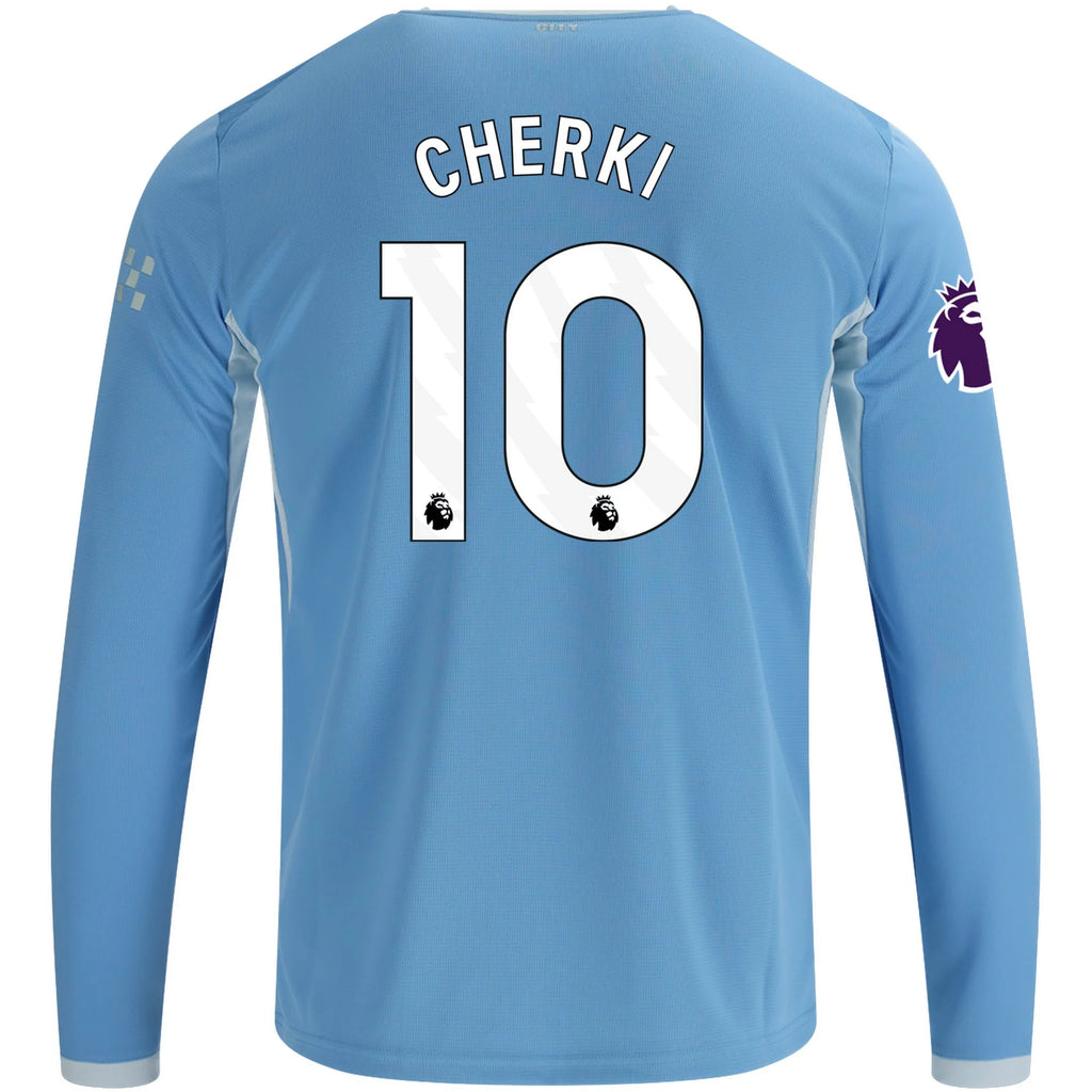 Men's Replica Cherki Manchester City Long Sleeve Home Jersey 26/27