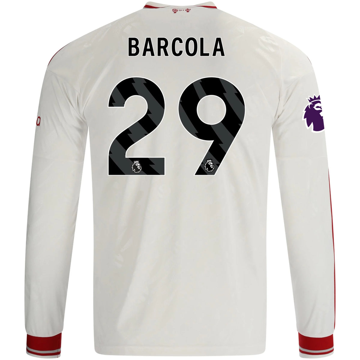 Men's Replica Barcola Liverpool Long Sleeve Away Jersey 26/27