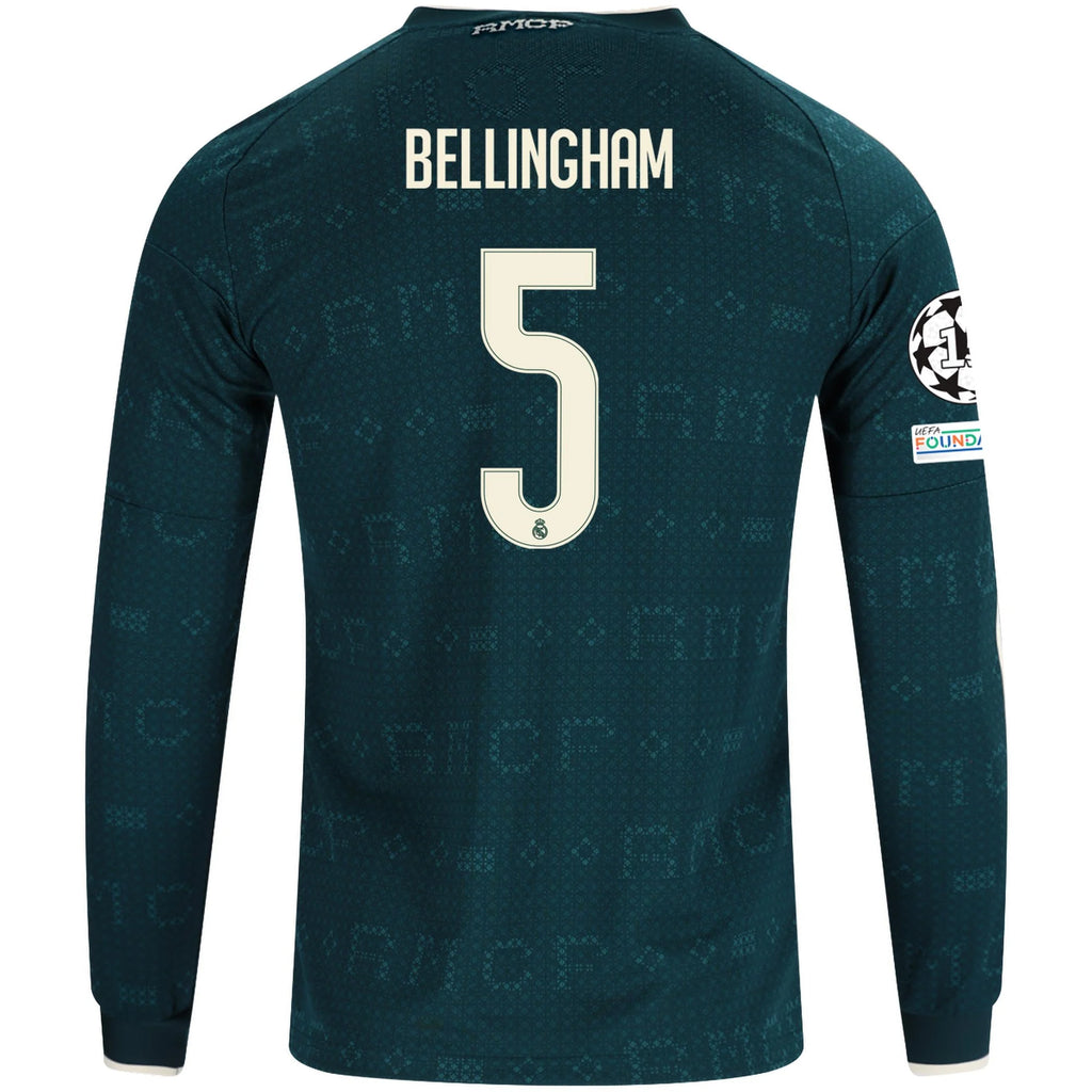 Men's Replica Bellingham Real Madrid Long Sleeve Away Jersey 26/27