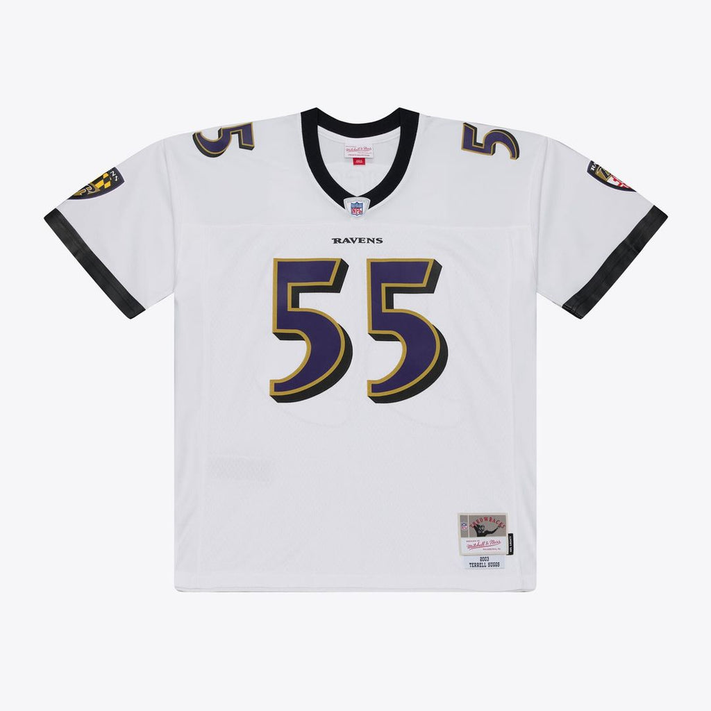 Men's Baltimore Ravens Terrell Suggs White 2003 Legacy Replica Player Jersey