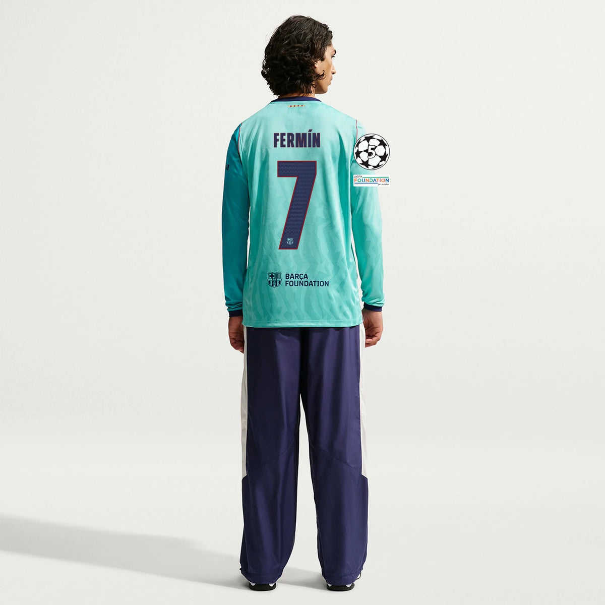 Men's Replica Fermin Barcelona Long Sleeve Third Jersey 26/27 UCL