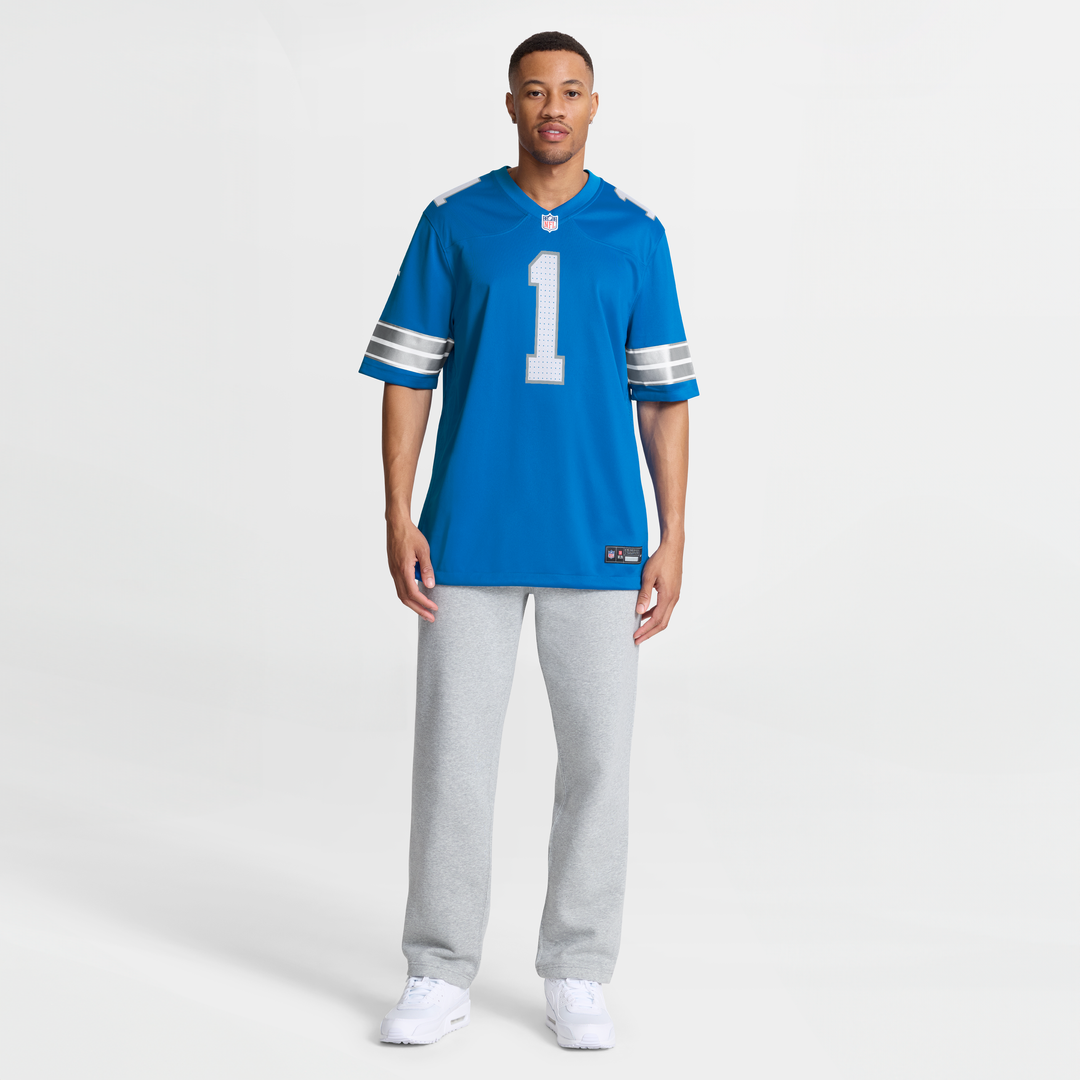 Men's Detroit Lions Number 1 Groom Blue