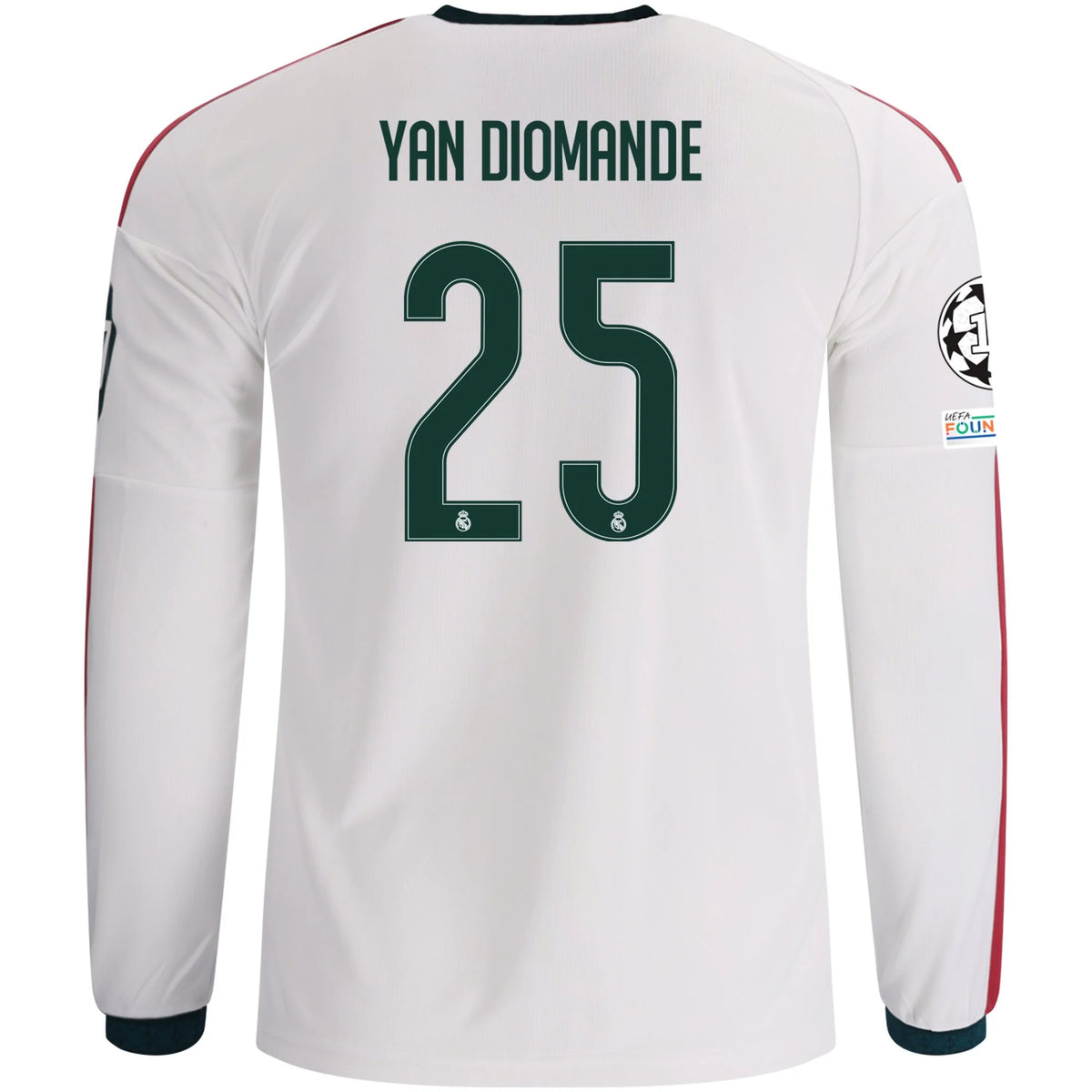 Men's Replica Yan Diomande Real Madrid Long Sleeve Home Jersey 26/27