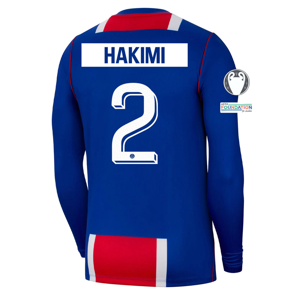 Men's Replica Hakimi Paris Saint-Germain Long Sleeve Home Jersey 26/27 UCL