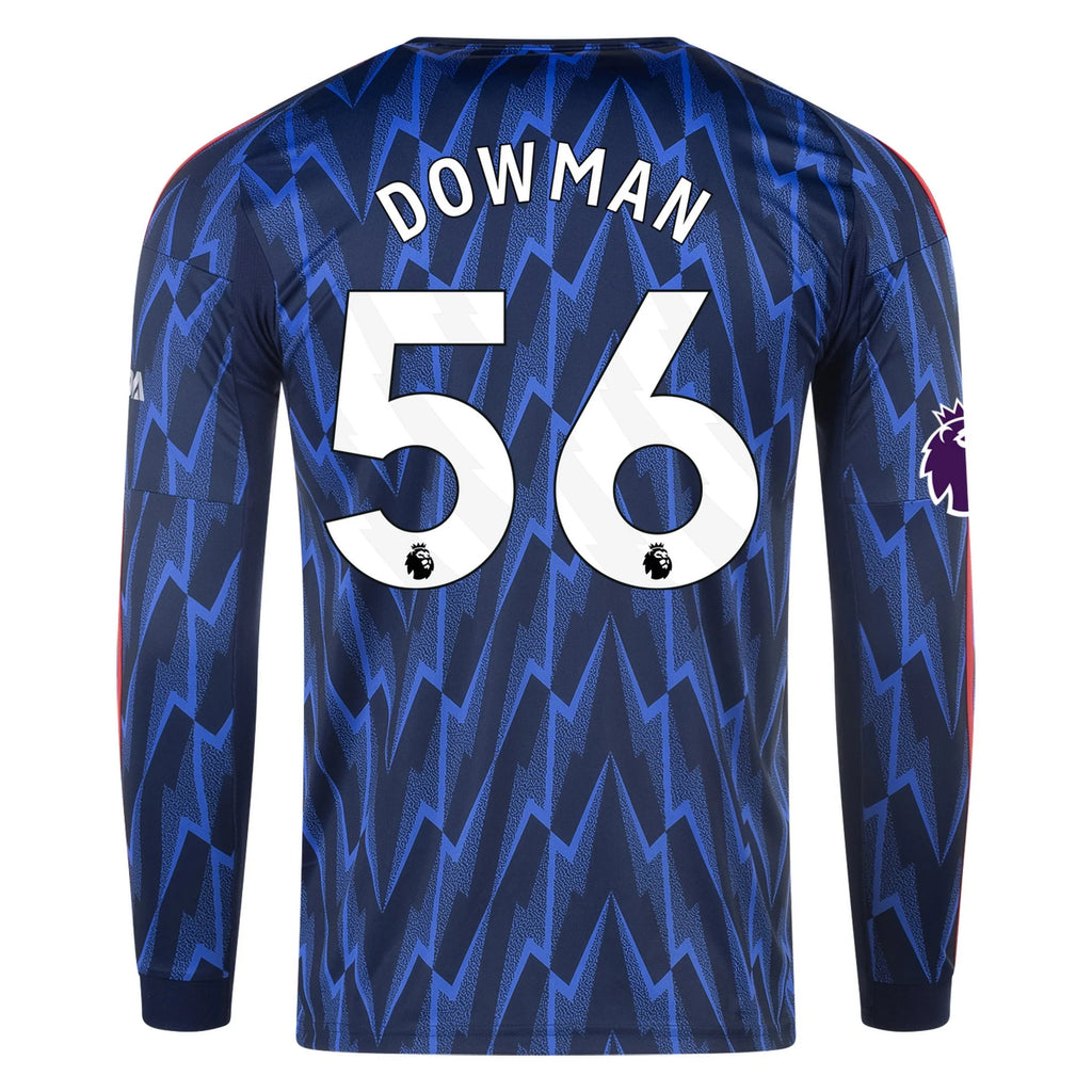 Men's Replica Dowman Arsenal Long Sleeve Away Jersey 25/26