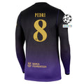 Men's Replica Pedri Barcelona Long Sleeve Away Jersey 26/27 UCL