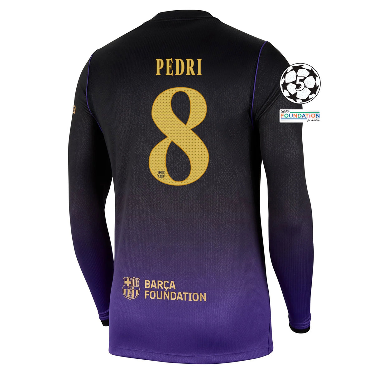 Men's Replica Pedri Barcelona Long Sleeve Away Jersey 26/27 UCL