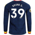 Men's Replica Bruno G. Arsenal Long Sleeve Away Jersey 26/27