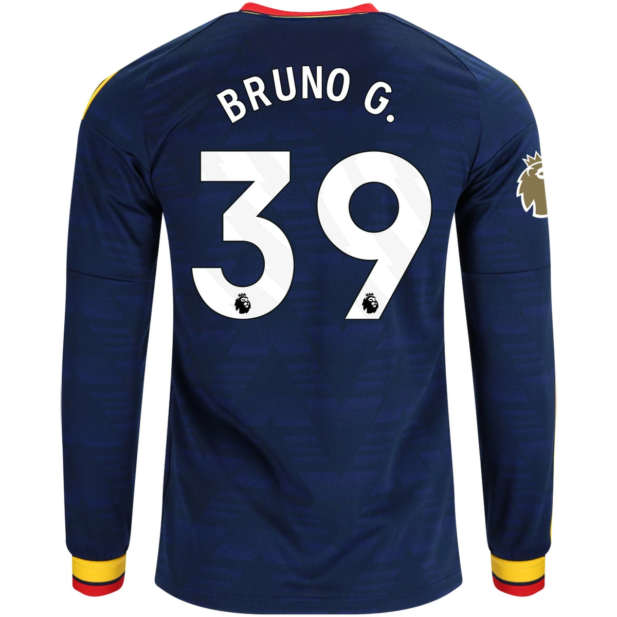 Men's Replica Bruno G. Arsenal Long Sleeve Away Jersey 26/27