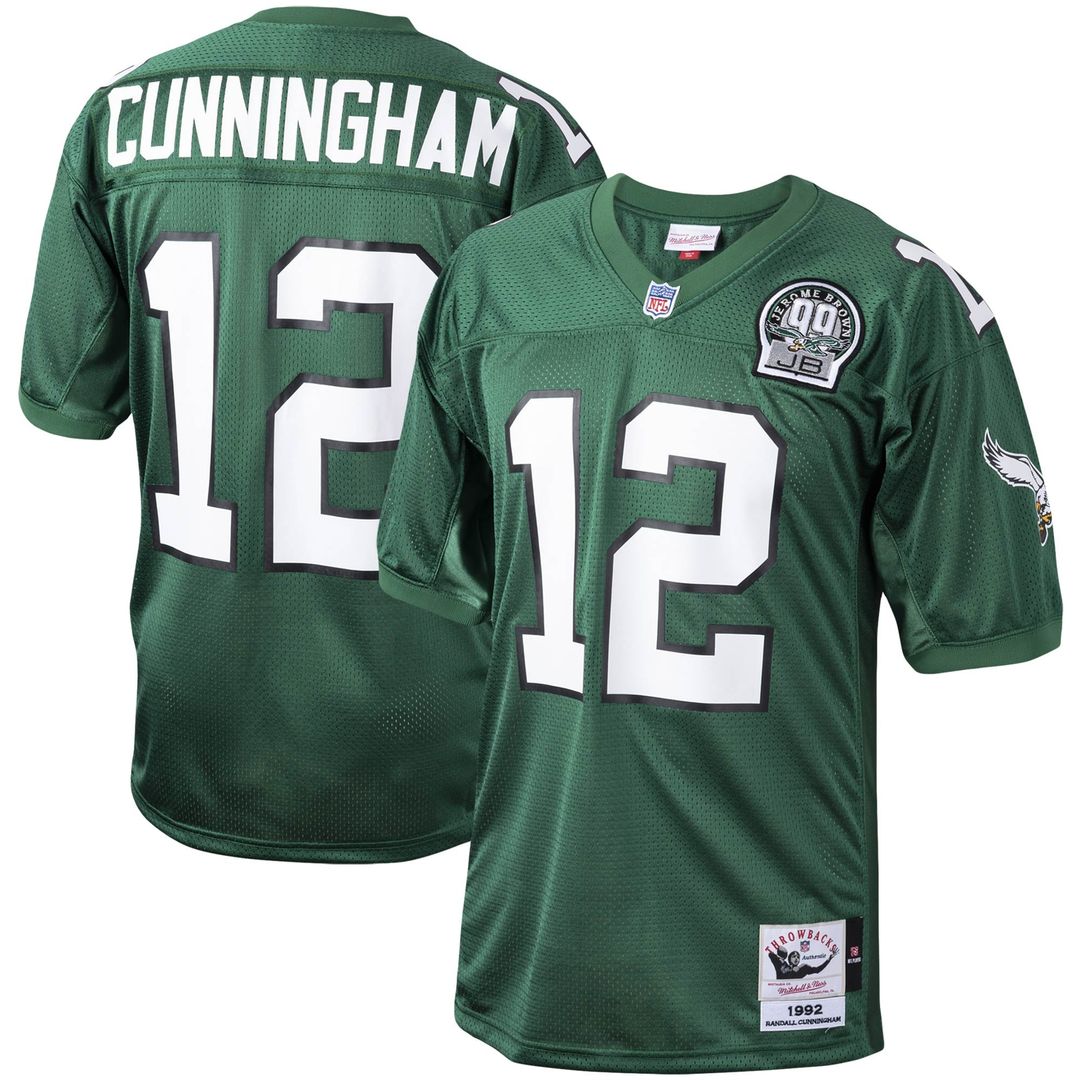 Men's Philadelphia Eagles 1992 Randall Cunningham Green Authentic Throwback Retired Player Jersey