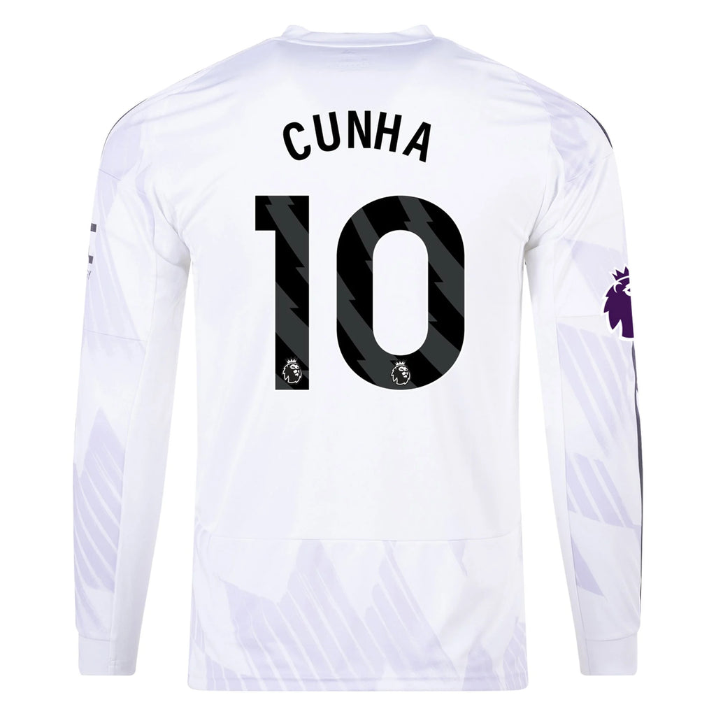 Men's Replica Cunha Manchester United Long Sleeve Away Jersey 25/26