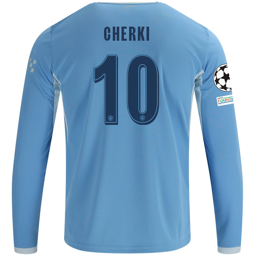 Men's Replica Cherki Manchester City Long Sleeve Home Jersey 26/27 UCL