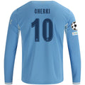 Men's Replica Cherki Manchester City Long Sleeve Home Jersey 26/27 UCL