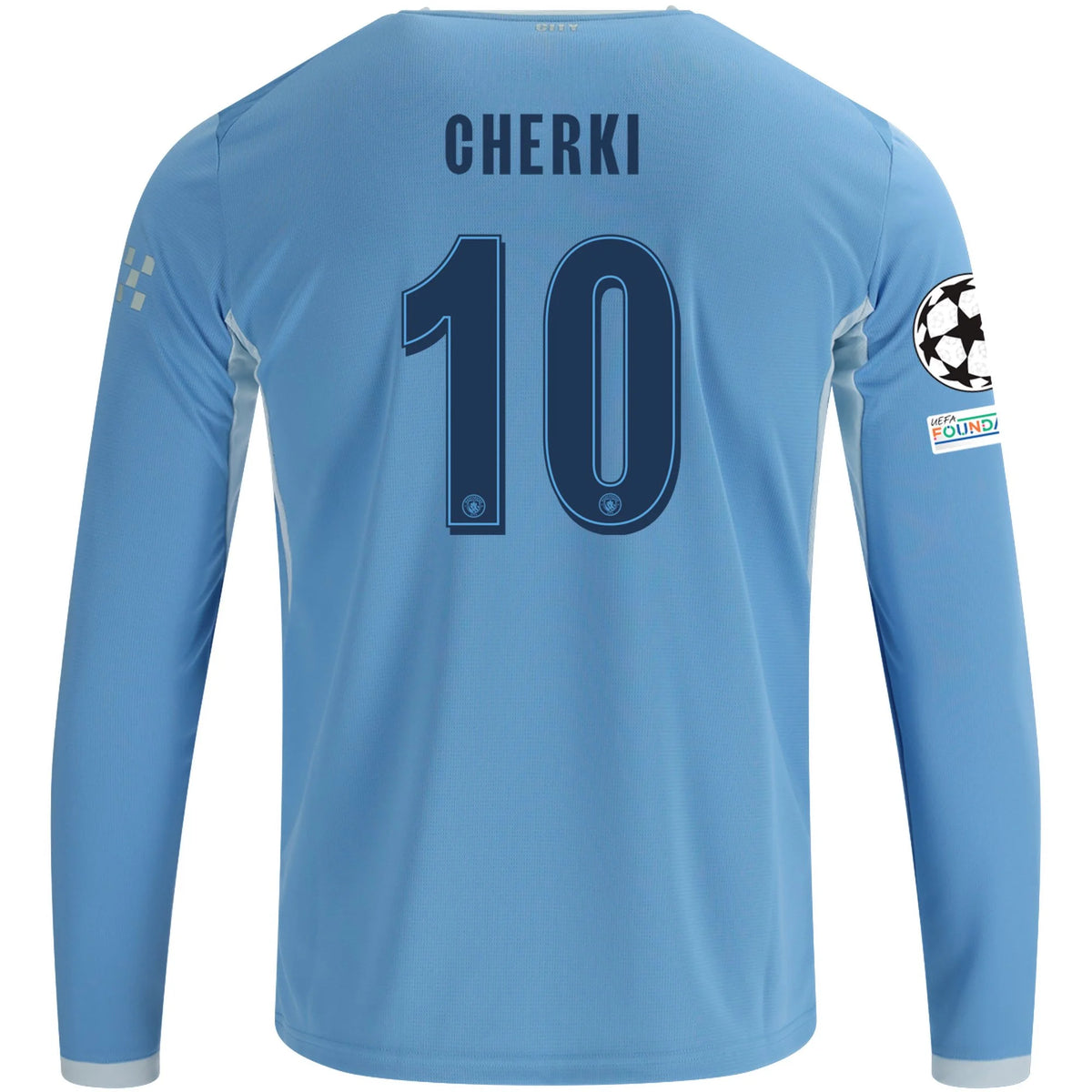 Men's Replica Cherki Manchester City Long Sleeve Home Jersey 26/27 UCL