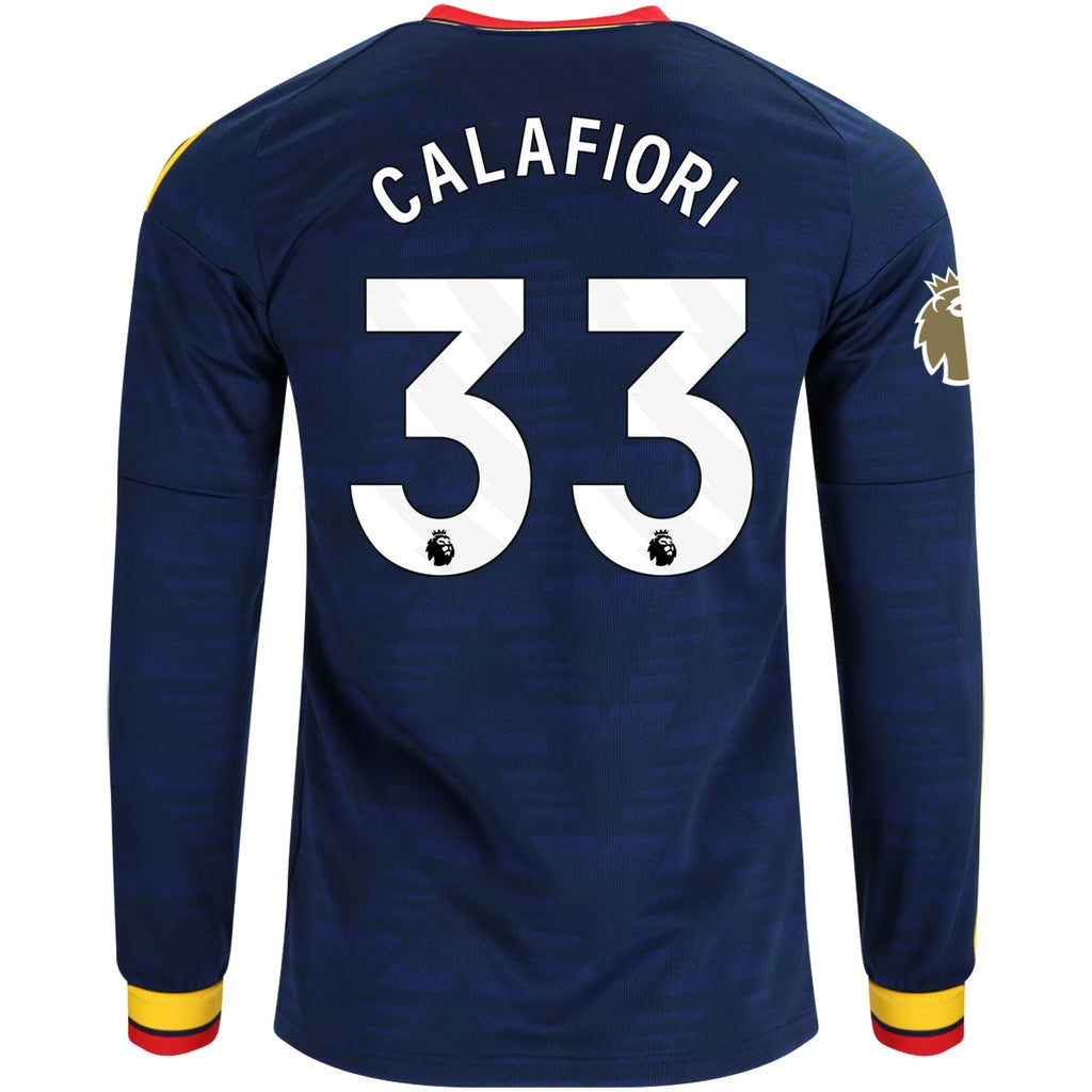 Men's Replica Calafiori Arsenal Long Sleeve Away Jersey 26/27