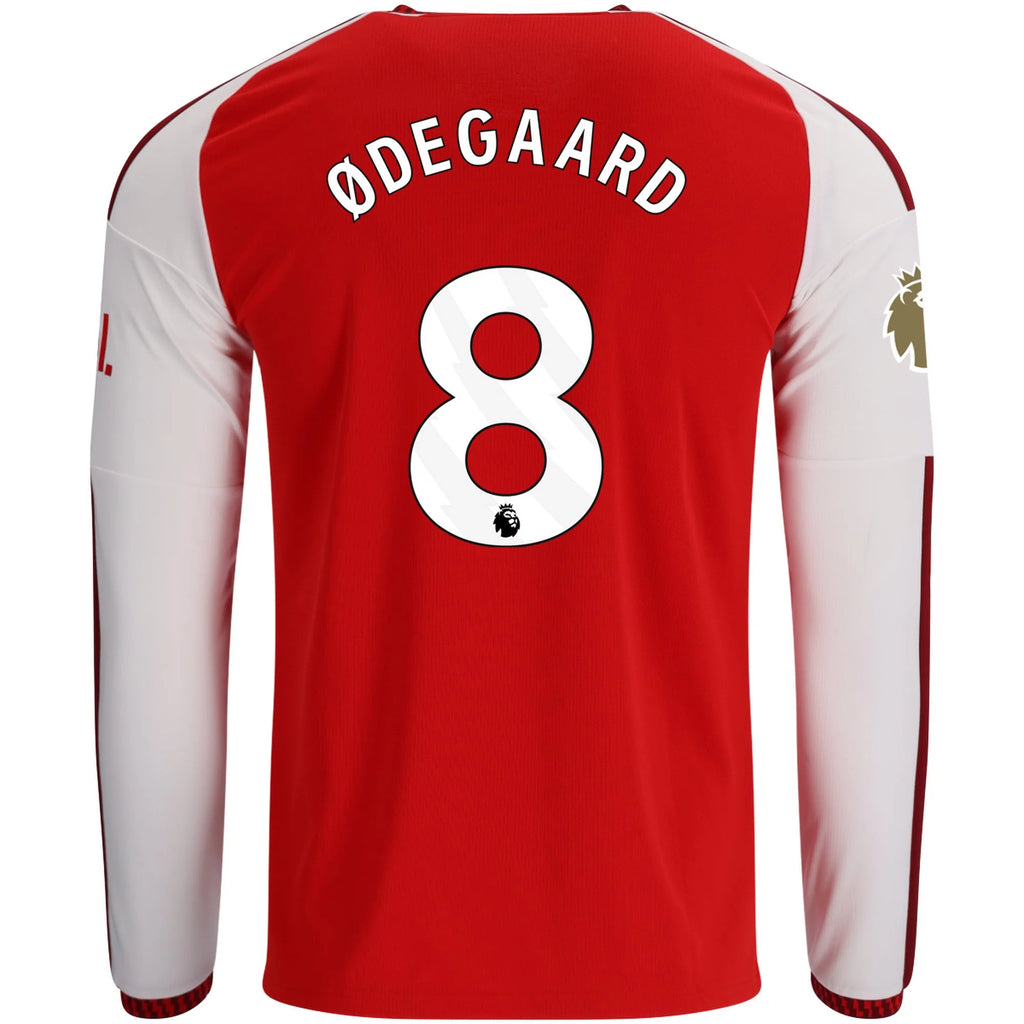 Men's Replica Odegaard Arsenal Long Sleeve Home Jersey 26/27