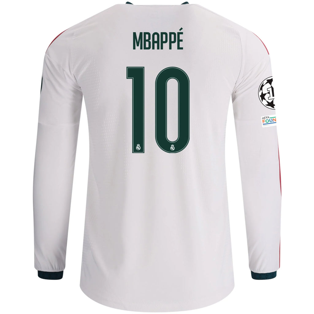 Men's Authentic Mbappe Real Madrid Long Sleeve Home Jersey 26/27