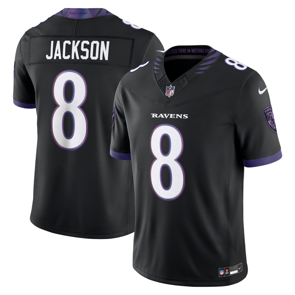 Men's Baltimore Ravens Lamar Jackson White Vapor F.U.S.E. Stitched