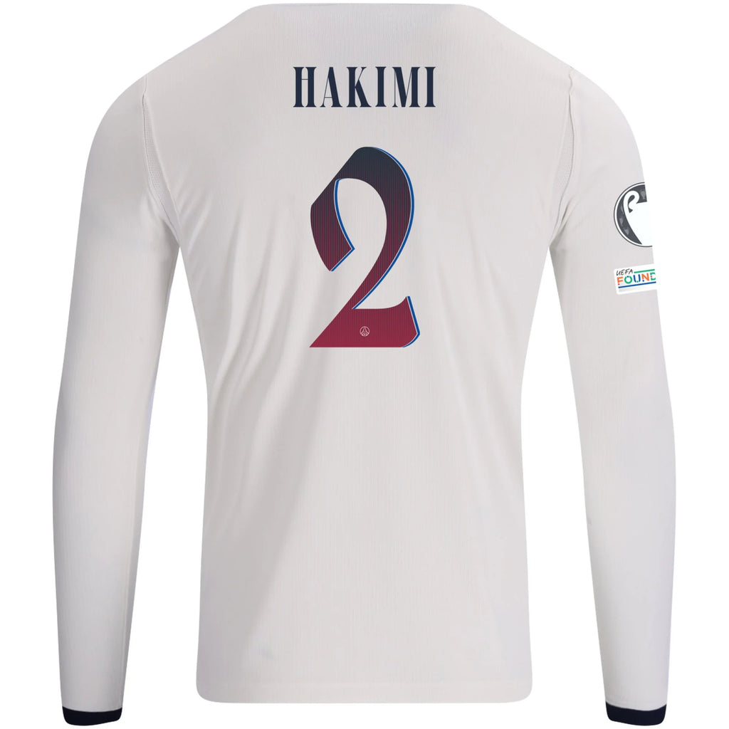 Men's Replica Hakimi Paris Saint-Germain Long Sleeve Away Jersey 26/27 UCL