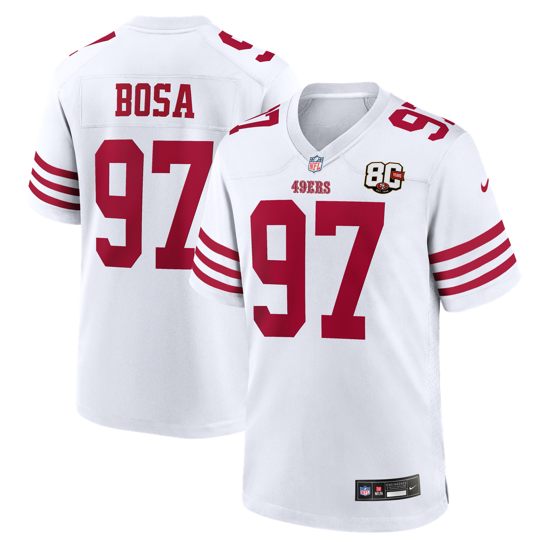 Men's San Francisco 49ers Nick Bosa White 80th Anniversary