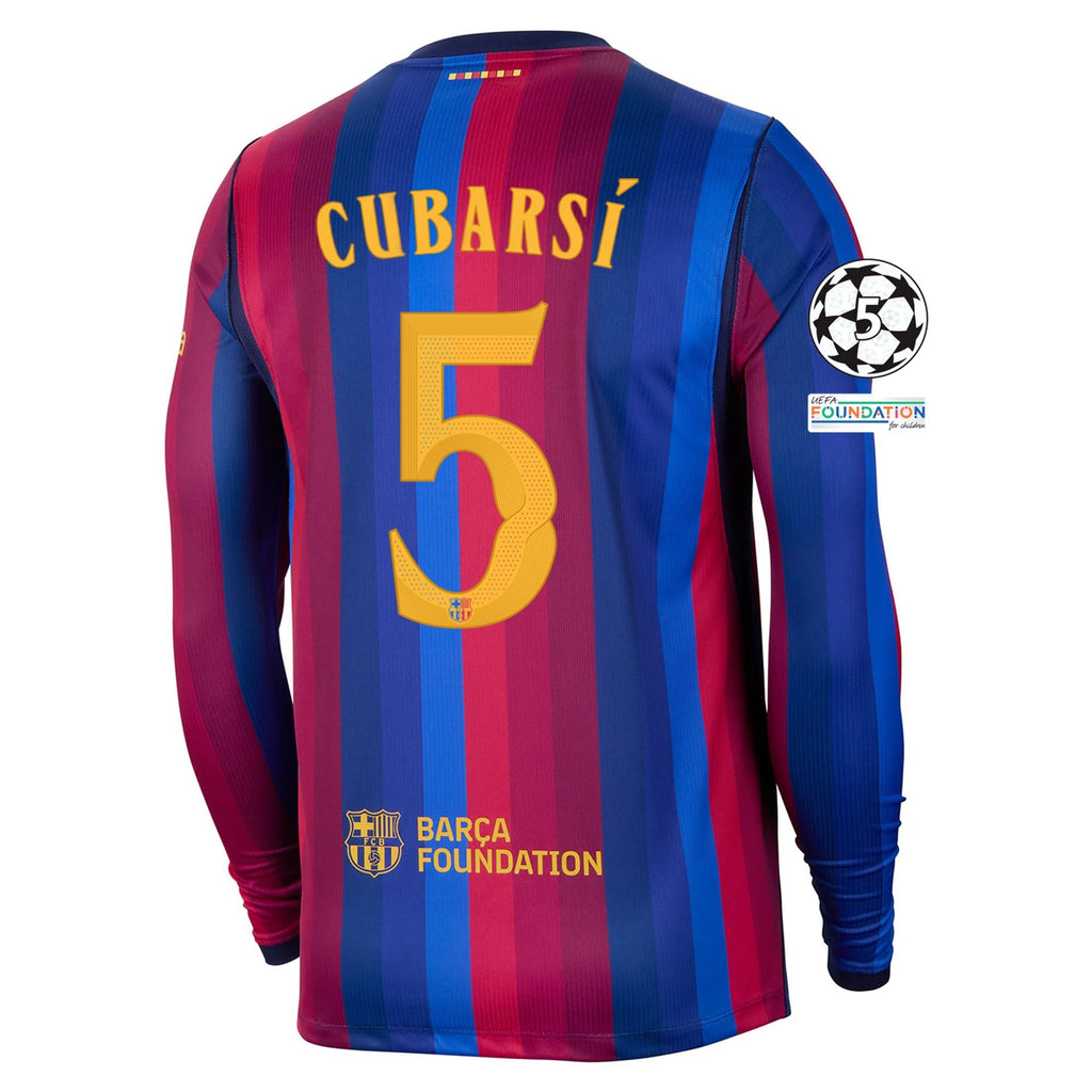 Men's Replica Cubarsi Barcelona Long Sleeve Home Jersey 26/27 UCL