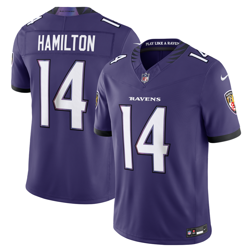 Men's Baltimore Ravens Kyle Hamilton Black Alternate Vapor F.U.S.E. Stitched