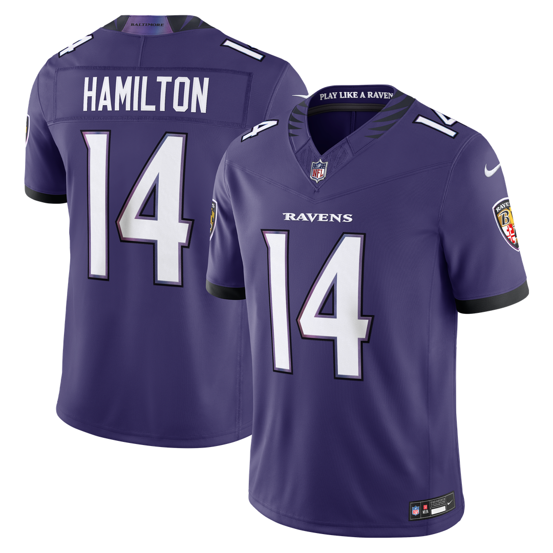 Men's Baltimore Ravens Kyle Hamilton Black Alternate Vapor F.U.S.E. Stitched