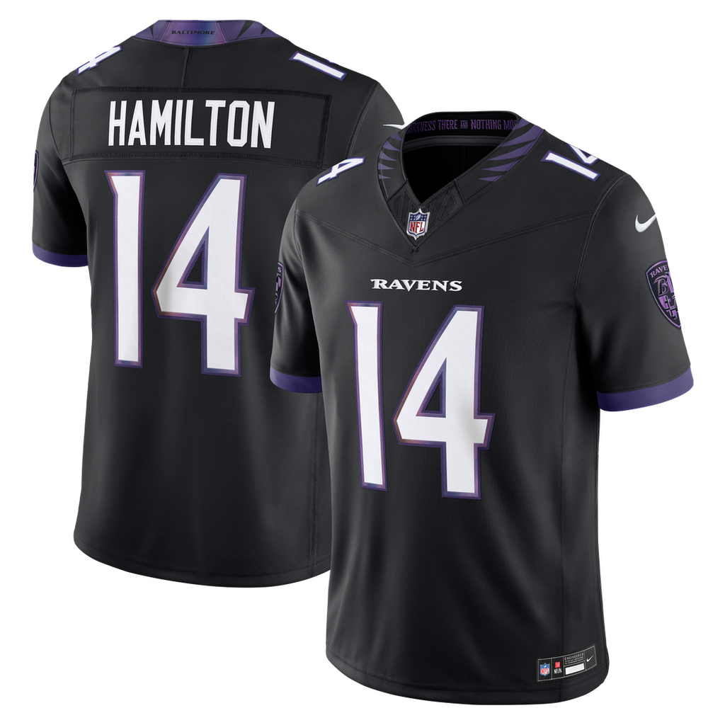 Men's Baltimore Ravens Kyle Hamilton Black Alternate Vapor F.U.S.E. Stitched