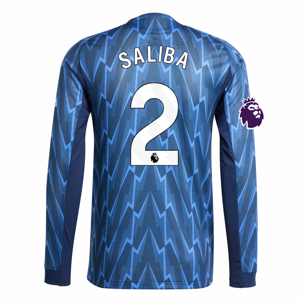 Men's Authentic Saliba Arsenal Long Sleeve Away Jersey 25/26
