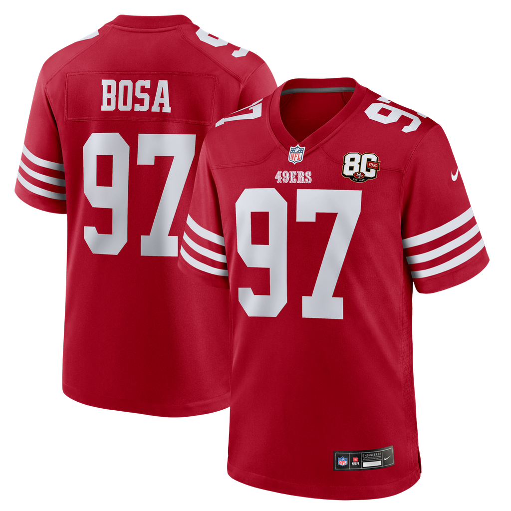 Men's San Francisco 49ers Nick Bosa White 80th Anniversary