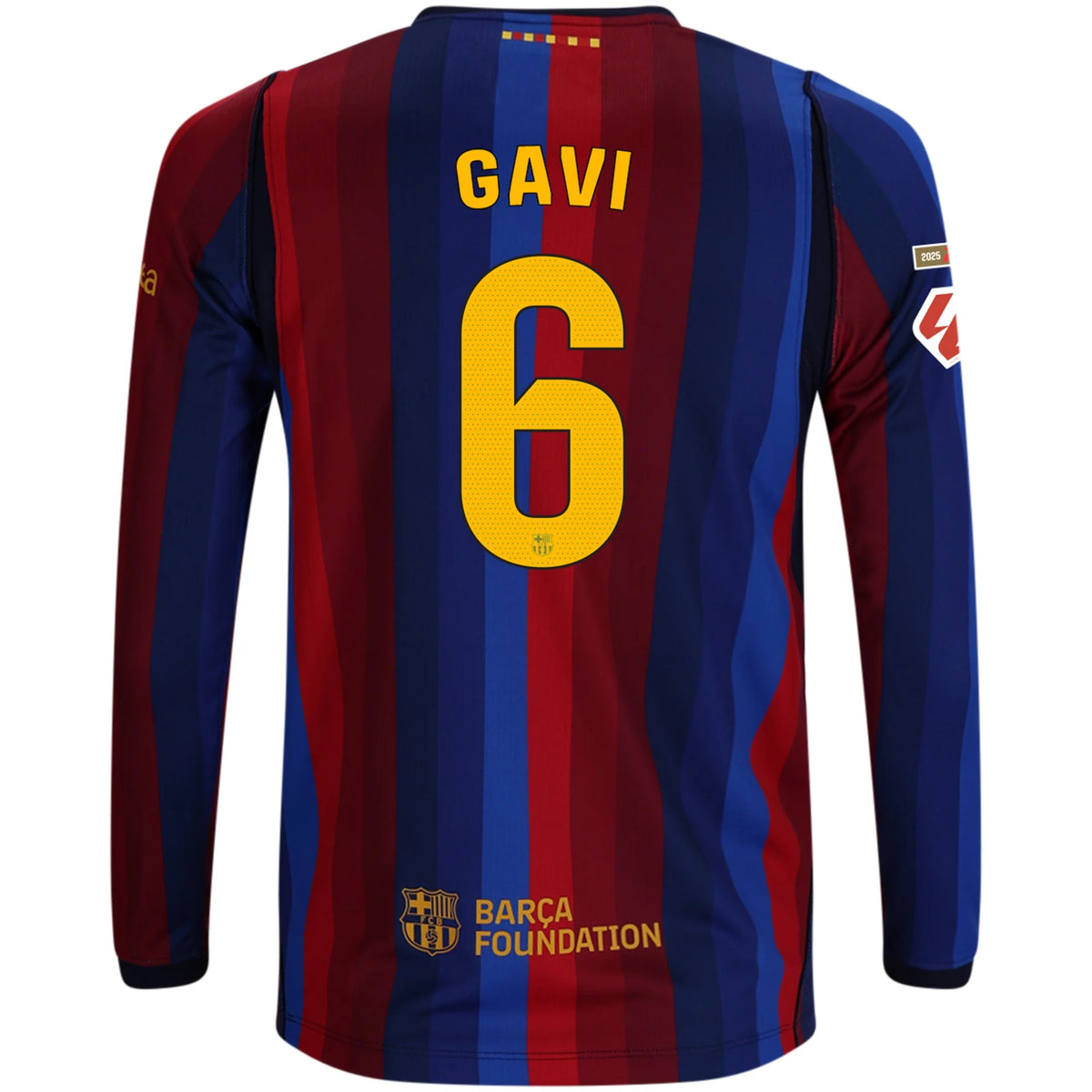 Kid's Replica Gavi Barcelona Long Sleeve Home Jersey 26/27