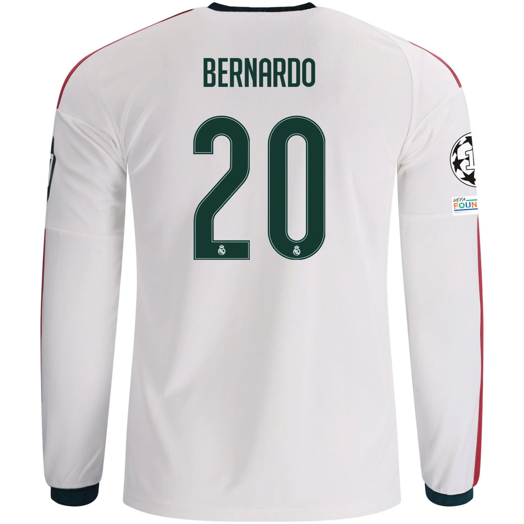 Men's Replica Bernardo Real Madrid Long Sleeve Home Jersey 26/27