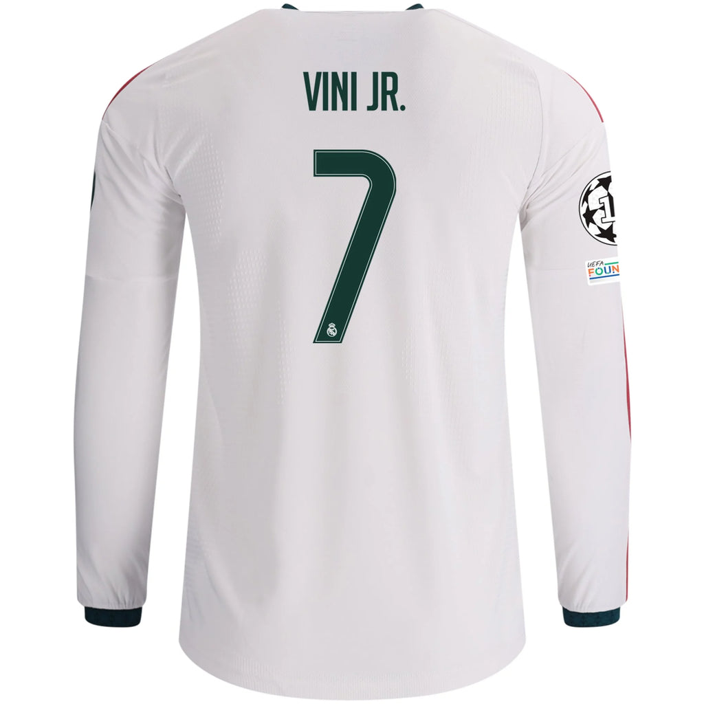 Men's Authentic Vini Jr. Real Madrid Long Sleeve Home Jersey 26/27