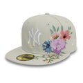 New York Yankees MLB Floral 59Fifty New Era Cream/White