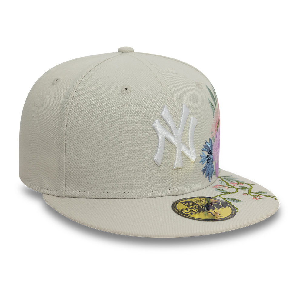 New York Yankees MLB Floral 59Fifty New Era Cream/White